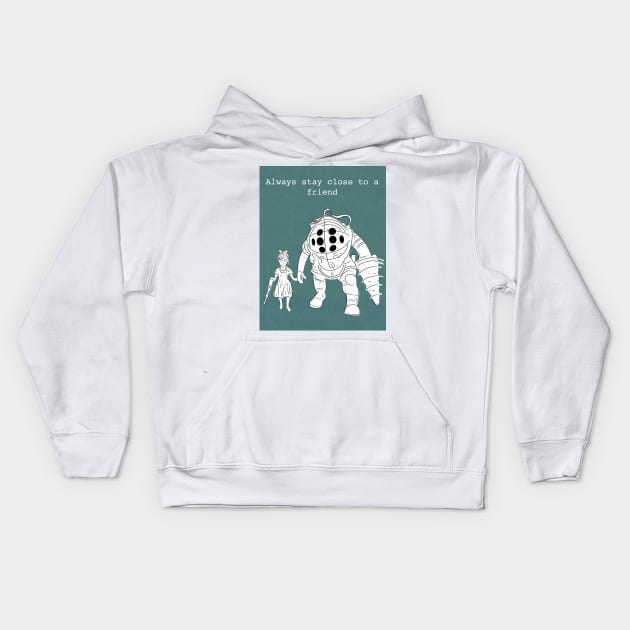 Stay Close to a Friend Kids Hoodie by zody